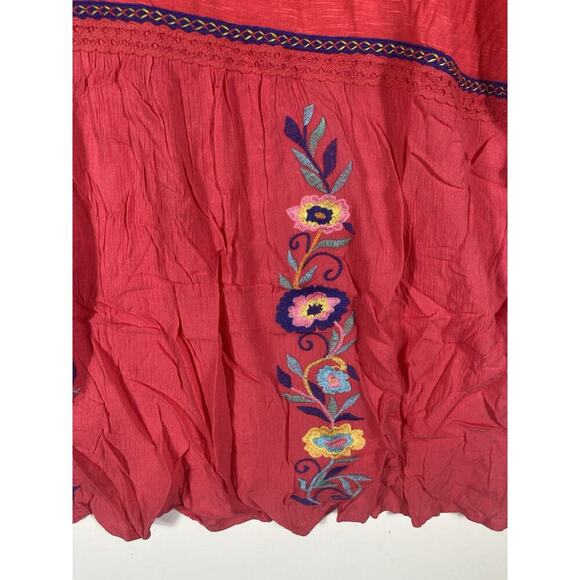 Westbound Top Tunic 1X Coral Pink Embroidered Floral Empire Waist Boho Peasant - Picture 4 of 11